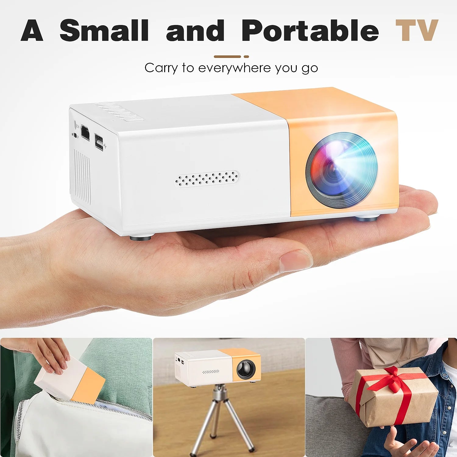 Mini Portable LED Projector Compatible with Smartphone/Laptop