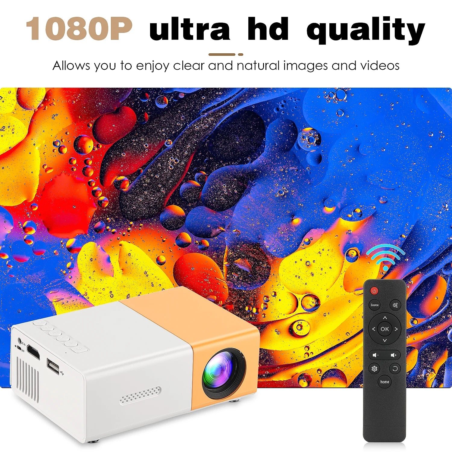 Mini Portable LED Projector Compatible with Smartphone/Laptop